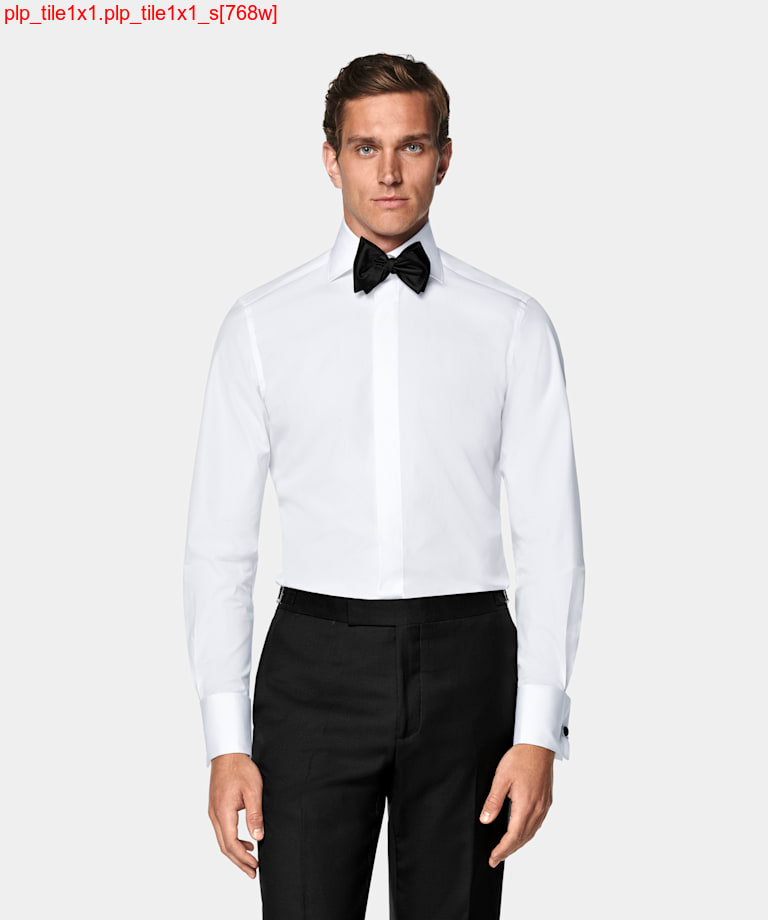 White Twill Tailored Fit Tuxedo Shirt